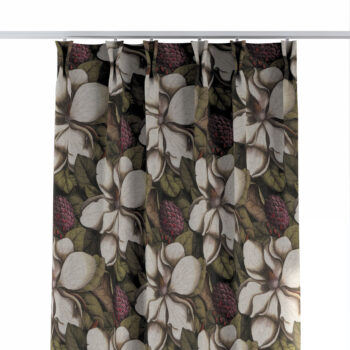 Záves so systémom FLEX (dvojité spony flex), béžový a zelený kvetinový motív, Eden, 144-24