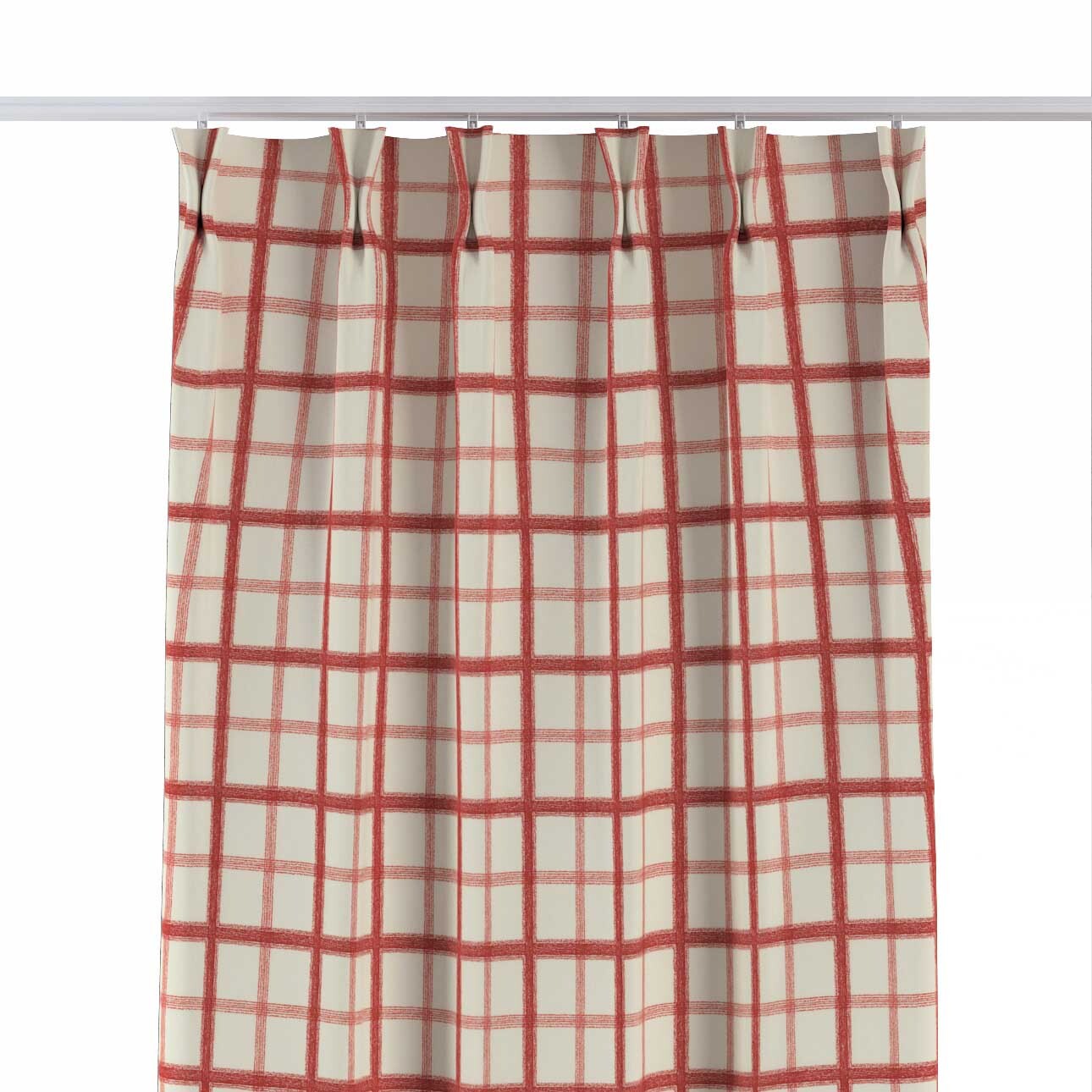 Záves so systémom FLEX (dvojité spony flex), bordové káro na svetlobéžovom podklade, Avinon, 131-15 Záves so systémom FLEX (dvojité spony flex), bordové káro na svetlobéžovom podklade, Avinon, 131-15