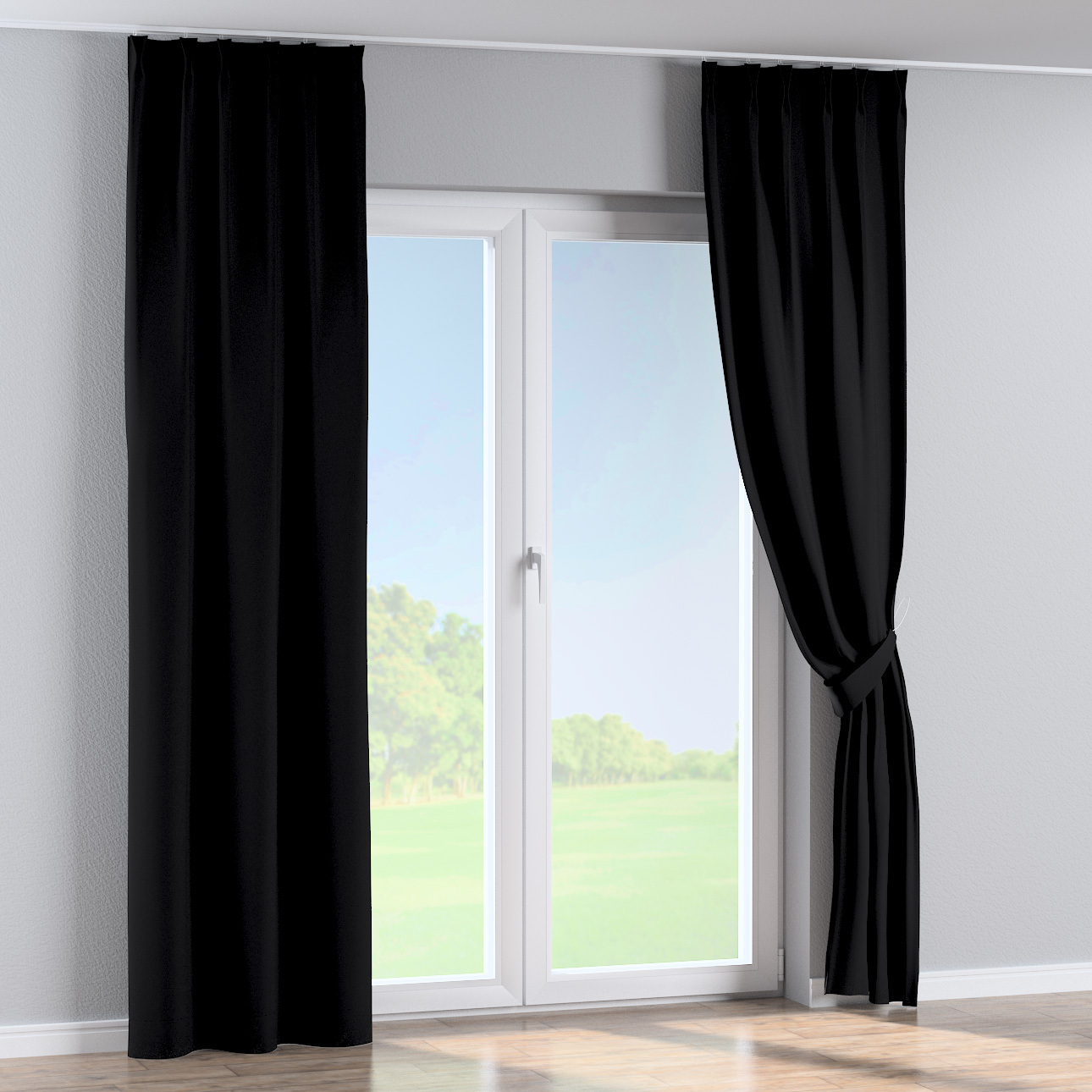 Záves so systémom FLEX (dvojité spony flex), čierna, Blackout - zatemňujúca, 269-99 Záves so systémom FLEX (dvojité spony flex), čierna, Blackout - zatemňujúca, 269-99