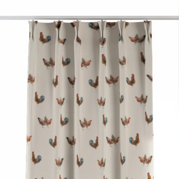 Záves so systémom FLEX (dvojité spony flex), hnedé kohúty na krémovom podklade, Flowers, 141-80