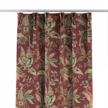 Záves so systémom FLEX (dvojité spony flex), kvetinové vzory na pozadí z tehlovo-červenom podklade, Gardenia, 142-12