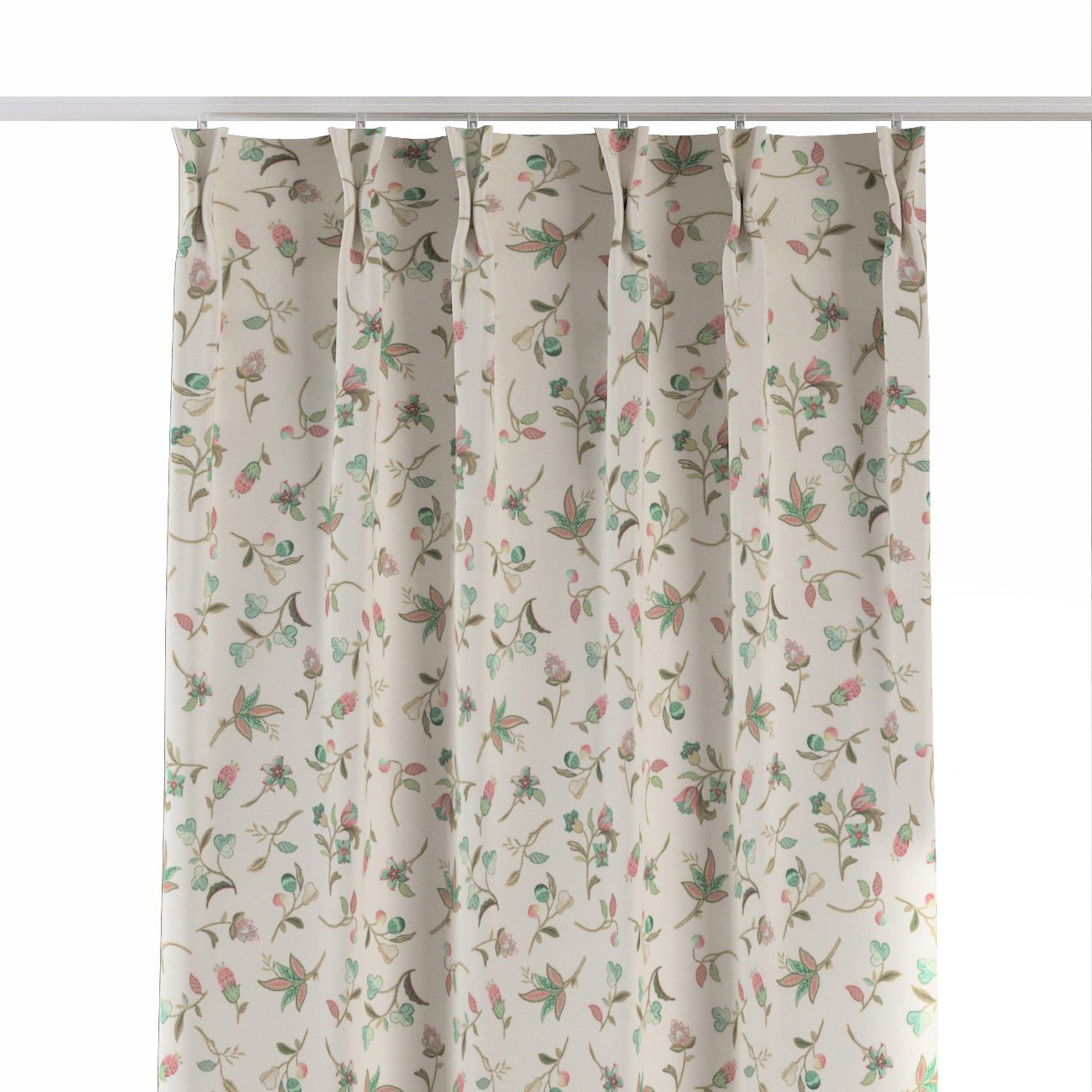 Záves so systémom FLEX (dvojité spony flex), malé kvety na svetlom pozadí, Londres, 122-02 Záves so systémom FLEX (dvojité spony flex), malé kvety na svetlom pozadí, Londres, 122-02