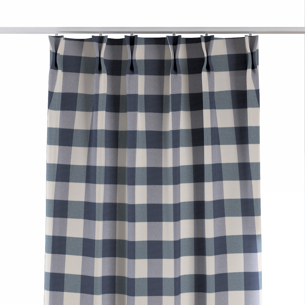 Záves so systémom FLEX (dvojité spony flex), modro - biele veľké káro, Quadro, 136-03 Záves so systémom FLEX (dvojité spony flex), modro - biele veľké káro, Quadro, 136-03