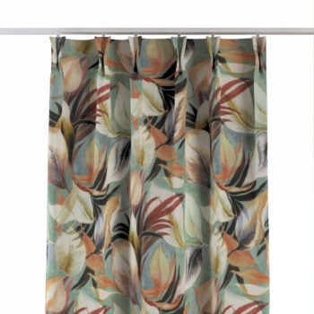 Záves so systémom FLEX (dvojité spony flex), oranžovo-gaštanovo-žlté listy na pozadí mäty, Abigail, 143-61