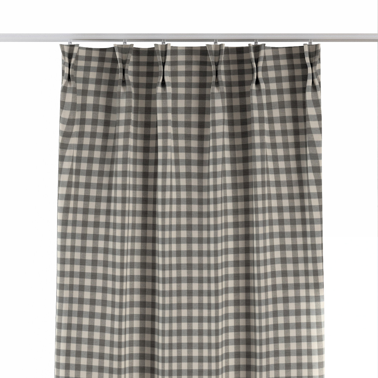 Záves so systémom FLEX (dvojité spony flex), sivo-biele káro, Quadro, 136-11 Záves so systémom FLEX (dvojité spony flex), sivo-biele káro, Quadro, 136-11