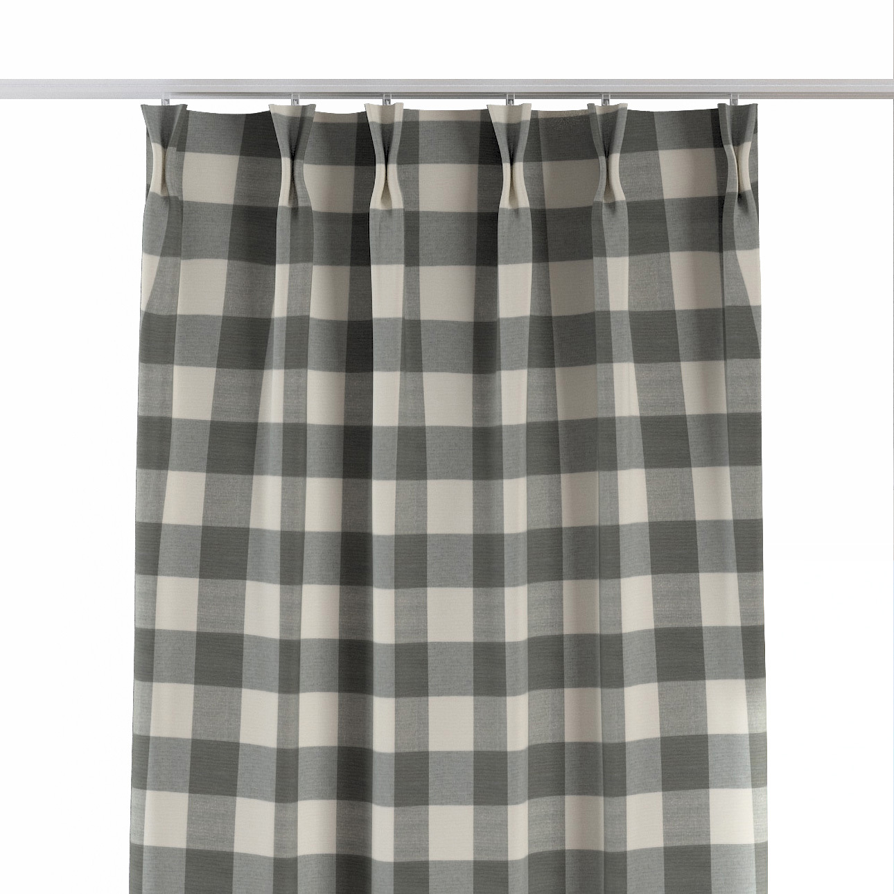 Záves so systémom FLEX (dvojité spony flex), sivo-biele veľké káro, Quadro, 136-13 Záves so systémom FLEX (dvojité spony flex), sivo-biele veľké káro, Quadro, 136-13