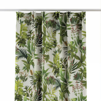 Záves so systémom FLEX (dvojité spony flex), zeleno - červené rastliny na bielom podklade, Tropical Island, 143-69