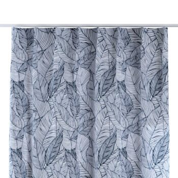 Záves so systémom FLEX (jednoduché spony flex), Hvid med mørkeblå, Velvet, 704-34