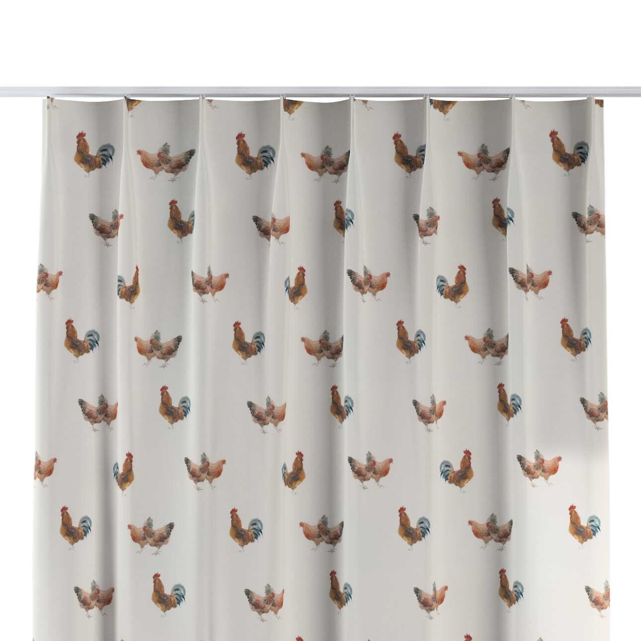 Záves so systémom FLEX (jednoduché spony flex), hnedé kohúty na krémovom podklade, Flowers, 141-80 Záves so systémom FLEX (jednoduché spony flex), hnedé kohúty na krémovom podklade, Flowers, 141-80