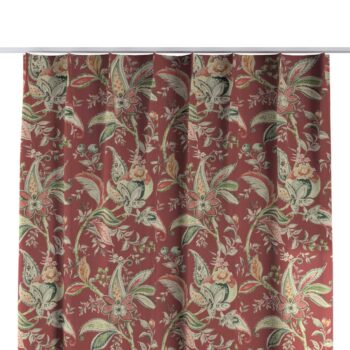 Záves so systémom FLEX (jednoduché spony flex), kvetinové vzory na pozadí z tehlovo-červenom podklade, Gardenia, 142-12
