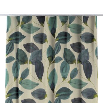 Záves so systémom FLEX (jednoduché spony flex), smaragdovo - zelené listy s fialovým nádychom na plátne, Abigail, 143-15