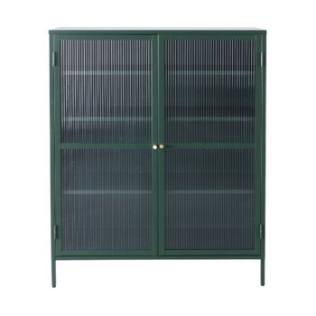 Zelená vitrína Xappa, 111 x 40,5 x 140,5 cm