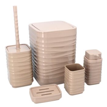 5-dielna súprava kúpeľňových doplnkov - béžová