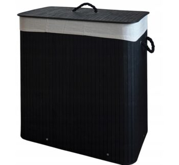 Bambusový kôš na bielizeň – 3 komory, 150 l čierna