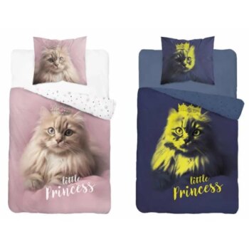 Bavlnené posteľné obliečky svietiace v tme - motív mačky 2 časti: 1ks 140x200 + 1ks 70x80