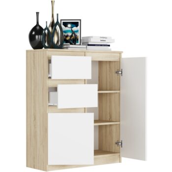 Bezúchytková moderná komoda S-2 - rôzne farebné prevedenia sonoma mix biela