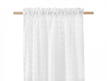 Biela záclona s ozdobnými prvkami 140 x 260 cm