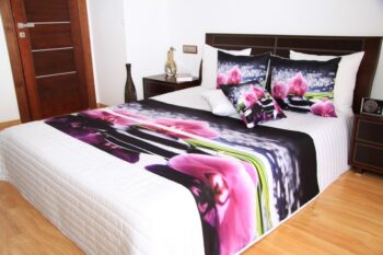 Biele 3D prehozy s ružovými orchideami Šírka: 220 cm | Dĺžka: 240 cm Šírka: 220 cm | Dĺžka: 240 cm