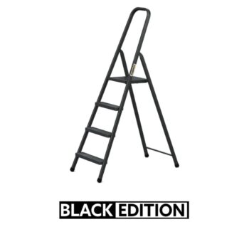 Čierny oceľový rebrík s nosnosťou 125 kg 4-stupňový