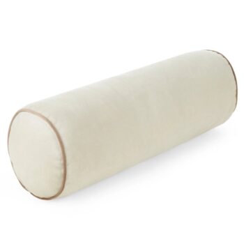Dekoračný zamatový vankúš v tvare valčeka krémová 45 x 15 cm