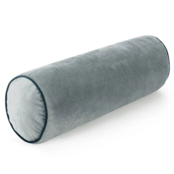 Dekoračný zamatový vankúš v tvare valčeka svetlomodrá 45 x 15 cm