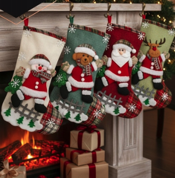 Dekoratívna sada 4 vianočných ponožiek