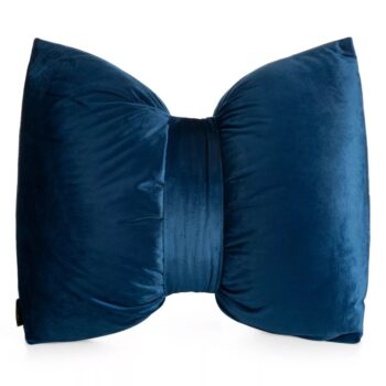 Dekoratívny velúrový vankúšik v tvare mašle modrá