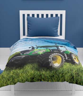 Detský prehoz na posteľ s potlačou - Traktor Šírka: 170 cm | Dĺžka: 210 cm
