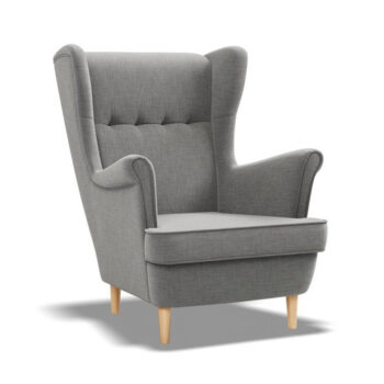 Dizajnové kreslo svetlosivej farby v škandinávskom štýle