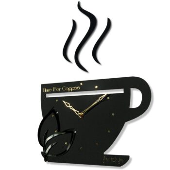 Dizajnové kuchynské hodiny  Time for Coffee čierna