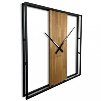 Dizajnové nástenné hodiny v kombinácií dreva a kovu 80 cm