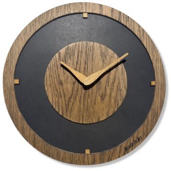 Drevené nástenné hodiny z tmavého dubového dreva Oak Flow – 30 cm