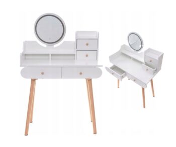Elegantný toaletný stolík s LED svetlom v škandinávskom dizajne