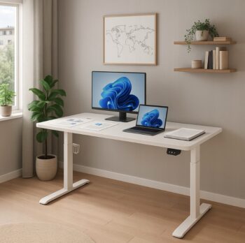Elektrický výškovo nastaviteľný stôl 72 - 117 cm - biely Šírka: 60 cm | Dĺžka: 140 cm