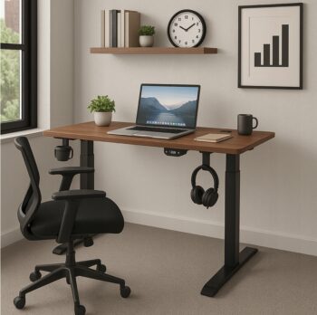 Elektrický výškovo nastaviteľný stôl 72 - 117 cm - orech, čierna Šírka: 60 cm | Dĺžka: 140 cm