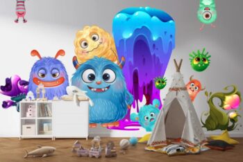 Farebná nálepka na stenu - veselé stvorenia Šírka: 100 cm | Dĺžka: 200 cm