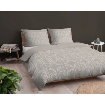 Flanelové posteľné obliečky - béžové s geometrickým vzorom 2 časti: 1ks 140x200 + 1ks 70x80