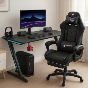 Gamingový stôl s RGB LED podsvietením čierny Šírka: 60 cm | Dĺžka: 120 cm