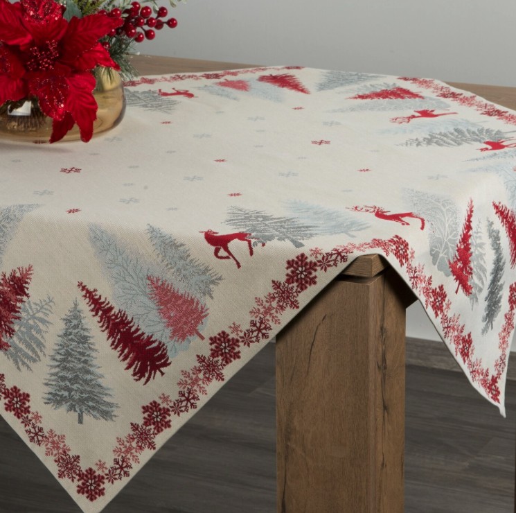 Gobelínový obrus so škandinávskym zimným motívom Gobelínový obrus so škandinávskym zimným motívom