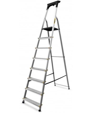 Hliníkový rebrík s 8 schodíkmi, policou a nosnosťou 150 kg