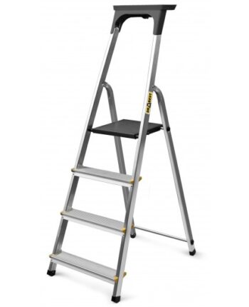 Hliníkový rebrík so 4 schodíkmi, policou a nosnosťou 150 kg