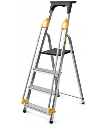 Hliníkový rebrík so 4 schodíkmi, zábradlím a nosnosťou 150 kg
