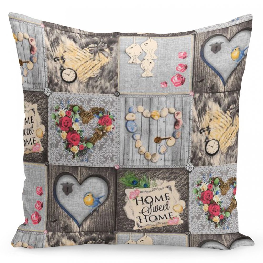 Hnedá obliečka s domácimi vzormi 45x45 cm Hnedá obliečka s domácimi vzormi 45x45 cm