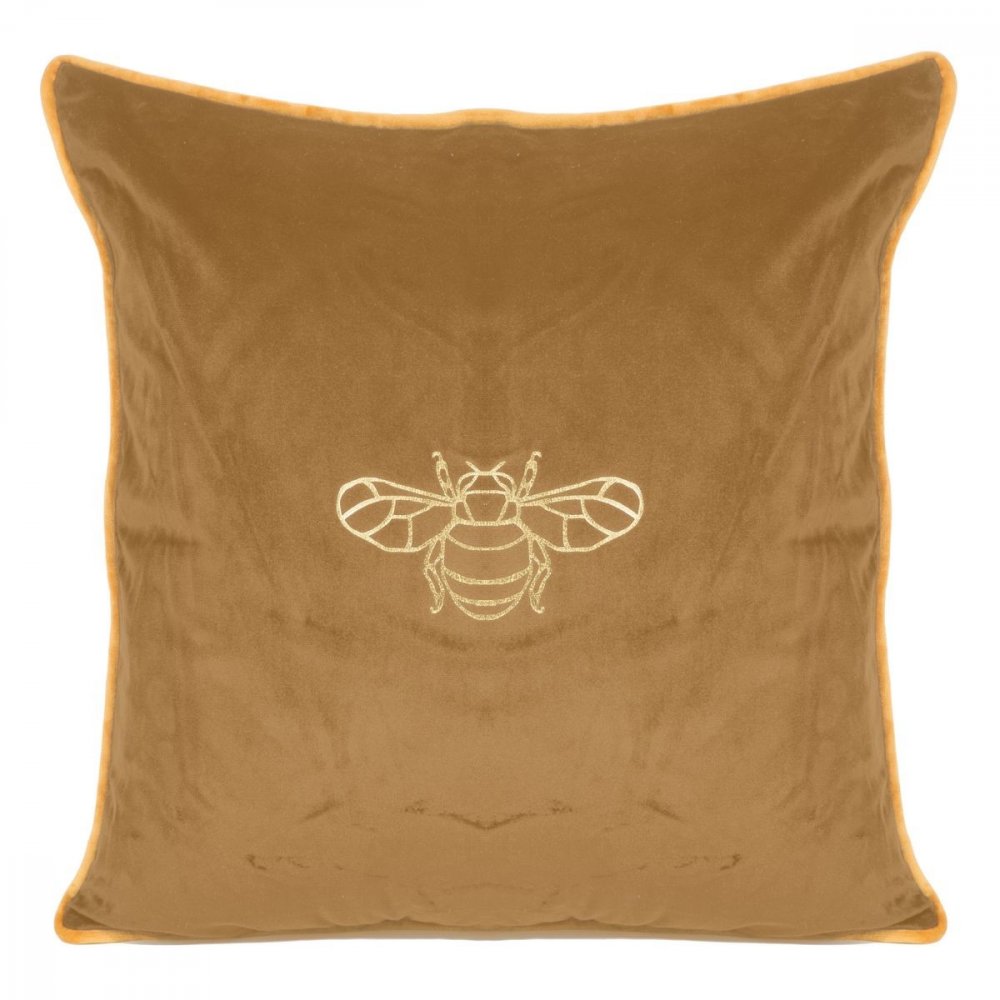 Karamelovo hnedá dekoratívna obliečka na vankúš so zlatou včelou 45 x 45 cm Karamelovo hnedá dekoratívna obliečka na vankúš so zlatou včelou 45 x 45 cm