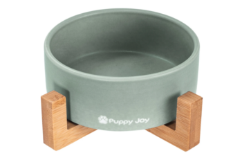 Keramická miska pre psa alebo mačku s bambusovým podstavcom - rôzne farby zelená