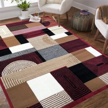 Koberec Alfa s geometrickým vzorom - červený Šírka: 40 cm | Dĺžka: 60 cm