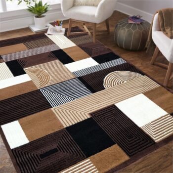 Koberec Alfa s geometrickým vzorom - hnedý Šírka: 250 cm | Dĺžka: 350 cm