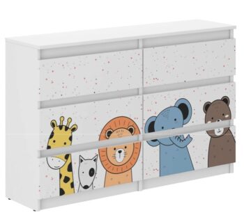 Komoda pre deti s rozprávkovými zvieratkami 77x30x140 cm