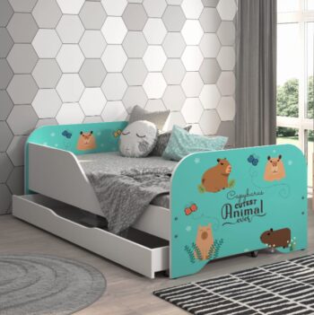Kompletná detská posteľ  140 x 70 cm s matracom a roštom - KAPIBARA ANIMALS