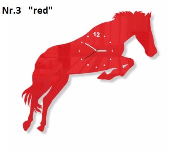 Kôň nástenné hodiny do obývačky červená